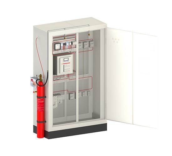 Gas suppression system fitted to an electrical cabinet